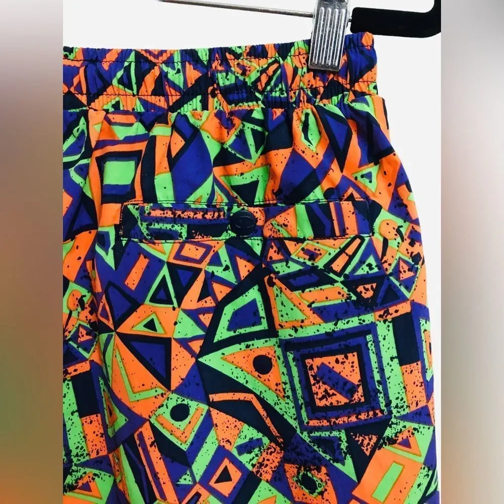 Special Edition MTV Champion All Over Geometric 90s Swim Trunks Shorts Medium.